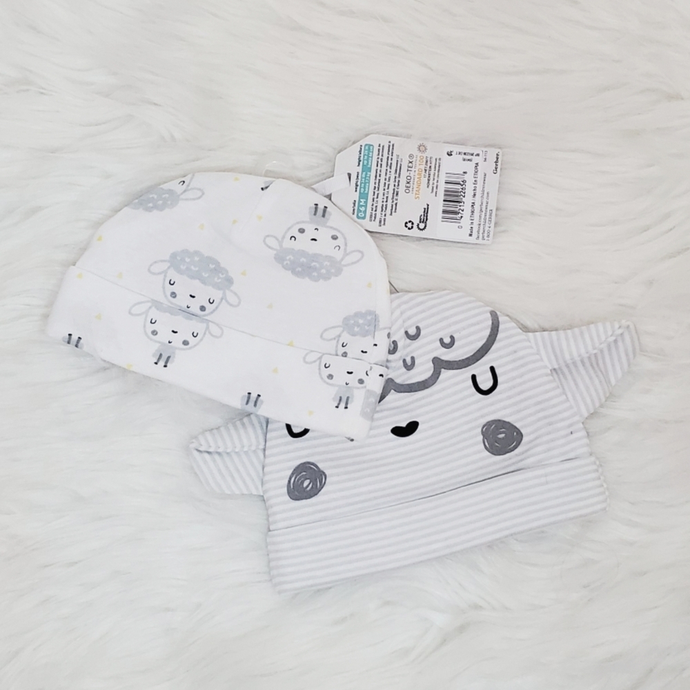 Adorable Lamb Infant Beanie Set, 0-6 Months